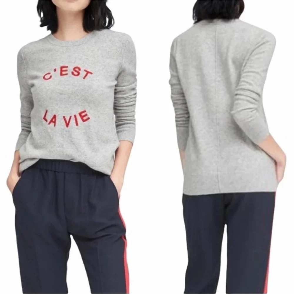 Banana Republic Womens C'est La Vie Gray Italian Merino Wool Blend Sweater XS